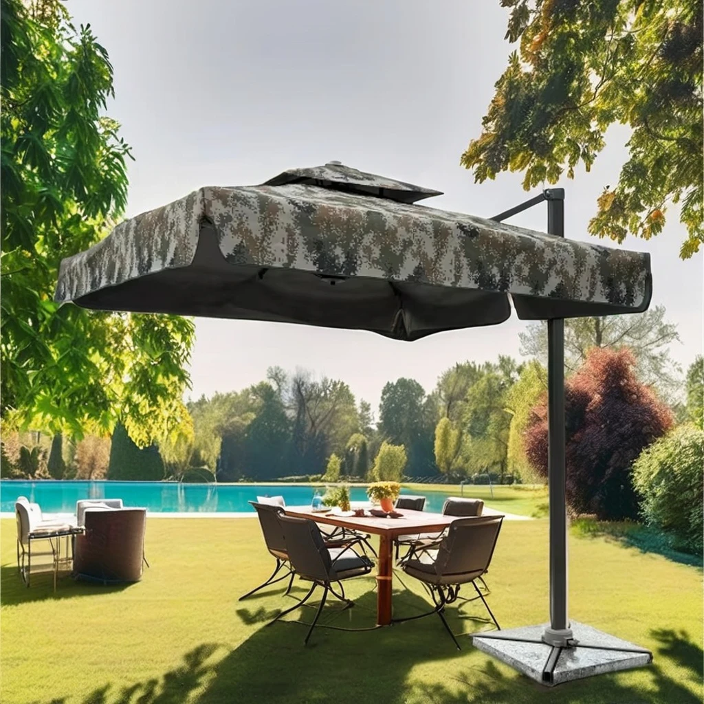 

3m All Metal Cantilever Patio Umbrella 20ft Large Outdoor Parasol Base Garden Beach Sun Protection 20ft Polyester Sunshade