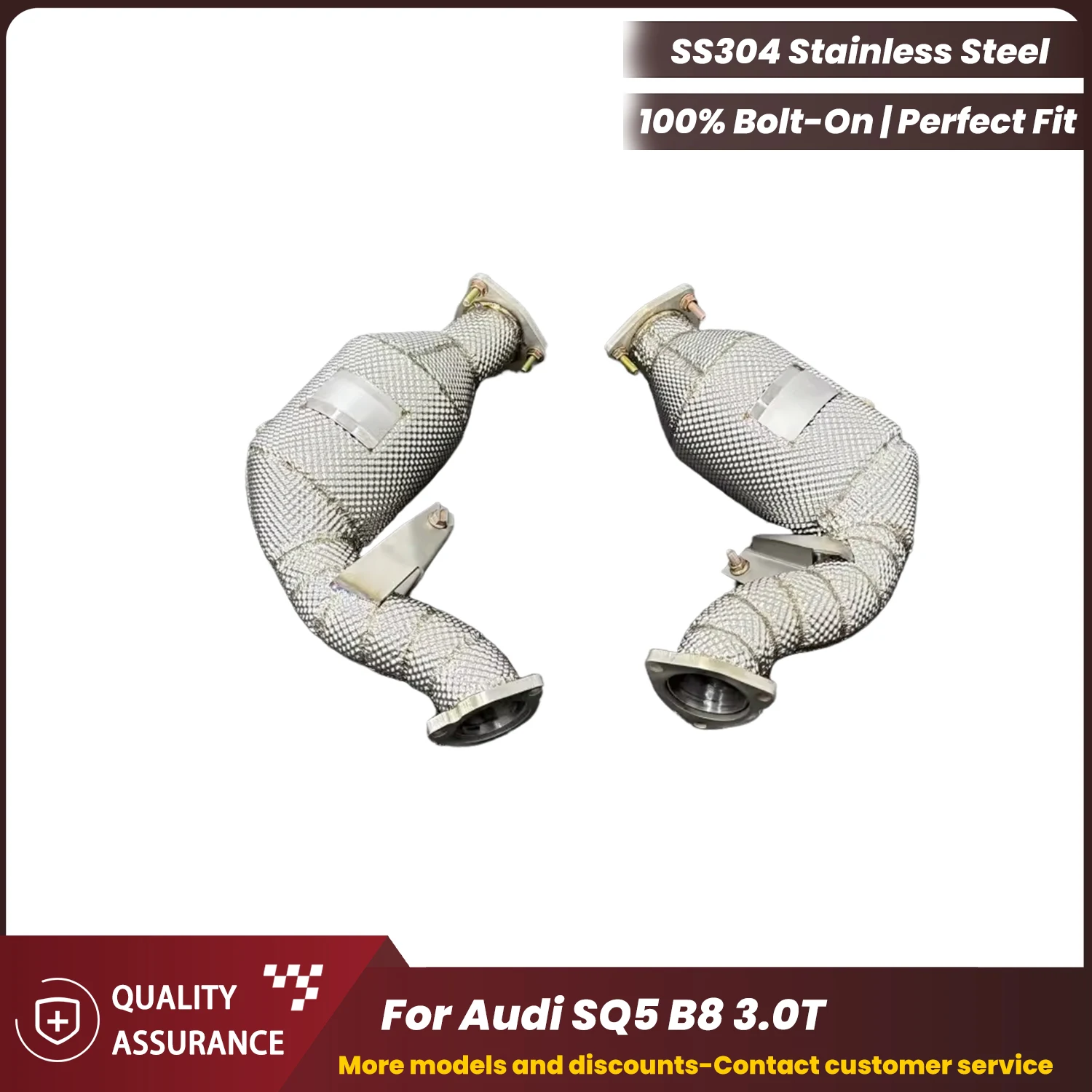 

ECCF Downpipe With Heat Shield For Audi SQ5 B8 3.0T Aggressive Exhaust Sound High Flow Performance Upgrade Easy Installation