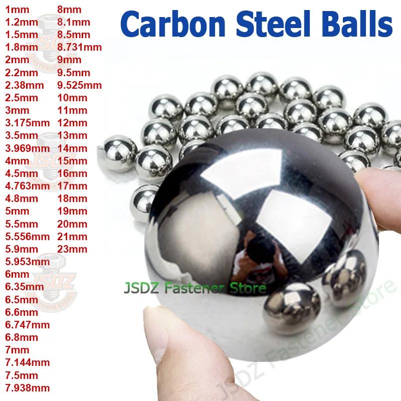 

10-1000pcs Dia 1-20mm Carbon Steel Balls Solid Bearing Steel Ball 1.5/2/2.381/2.5/3/3.5/4/4.763/5/5.9/6/7/8/10/11/12/13/14~19mm