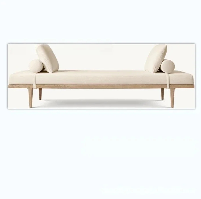 

Американский современный простой тканевый диван из цельного дерева, диван для гостиной, табурет для спальни, прикроватный табурет, кровать и завтрак, квартира для отдыха