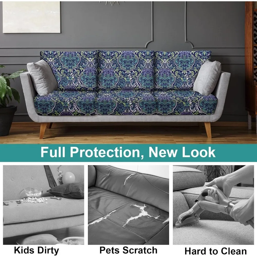 8 قطع من أغطية وسائد الفناء المطاطية للأريكة الخارجية، أغطية بديلة قابلة للغسل مع قاعدة مرنة #5