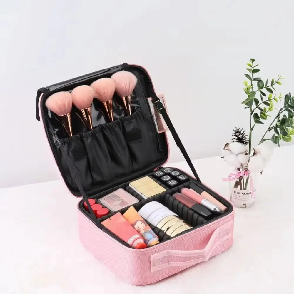 Fashion Makeup Storage Bag Oxford Cloth Portable Cosmetics Storage Box Large Capacity with Dividers Women's Makeup Pouch