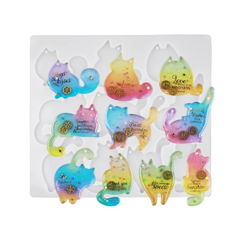 MXME Multipurpose Lovely Cats Resin Molds for Necklace and Earring Crafts, Animal Shaped Sturdy Silicone Pendant Mold