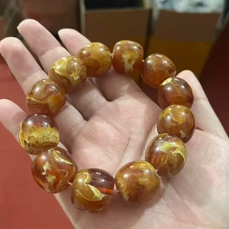 Exquisite Retro Ethnic Style Second Generation Beeswax Old Bead Single Circle Bracelet Handicrafts