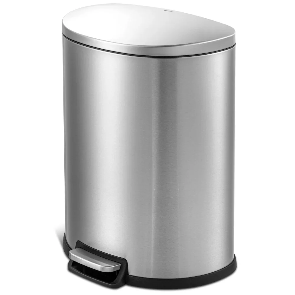 

Trash Can Kitchen Stainless Steel Free Shipping Dustbin Bathroom Bin Home Supplies Bucket Garbage Cans Wastebin Household Tools