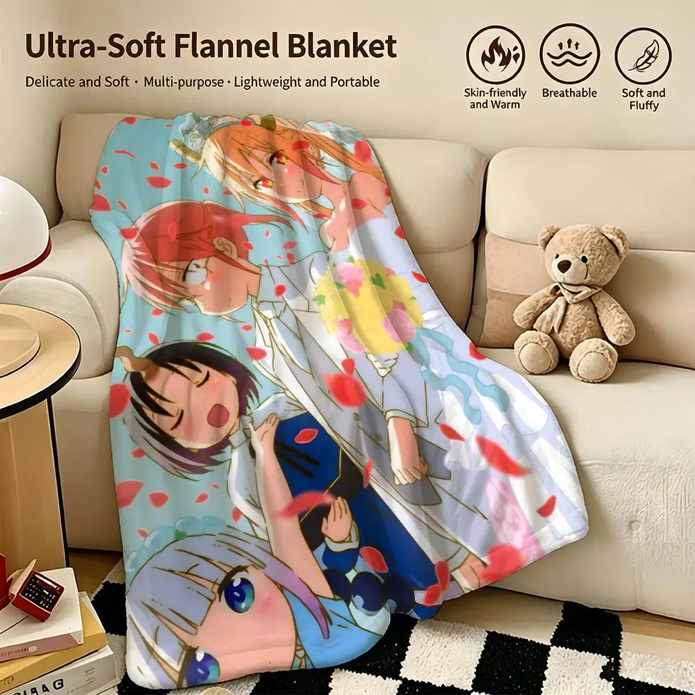 anime M-Miss Kobayashis Dragon Maid-D Throw Warm Soft Flannel Blanket, Multi-use for Sofa Bed Camping Travel Nap