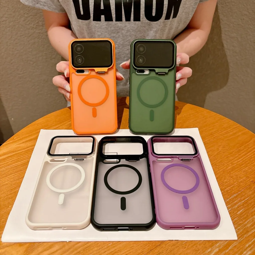 Translucent For Magsafe Magnetic Phone Case with Metal Camera Lens Holder For Xiaomi 17 Pro Max Shockprooof Protective Cover