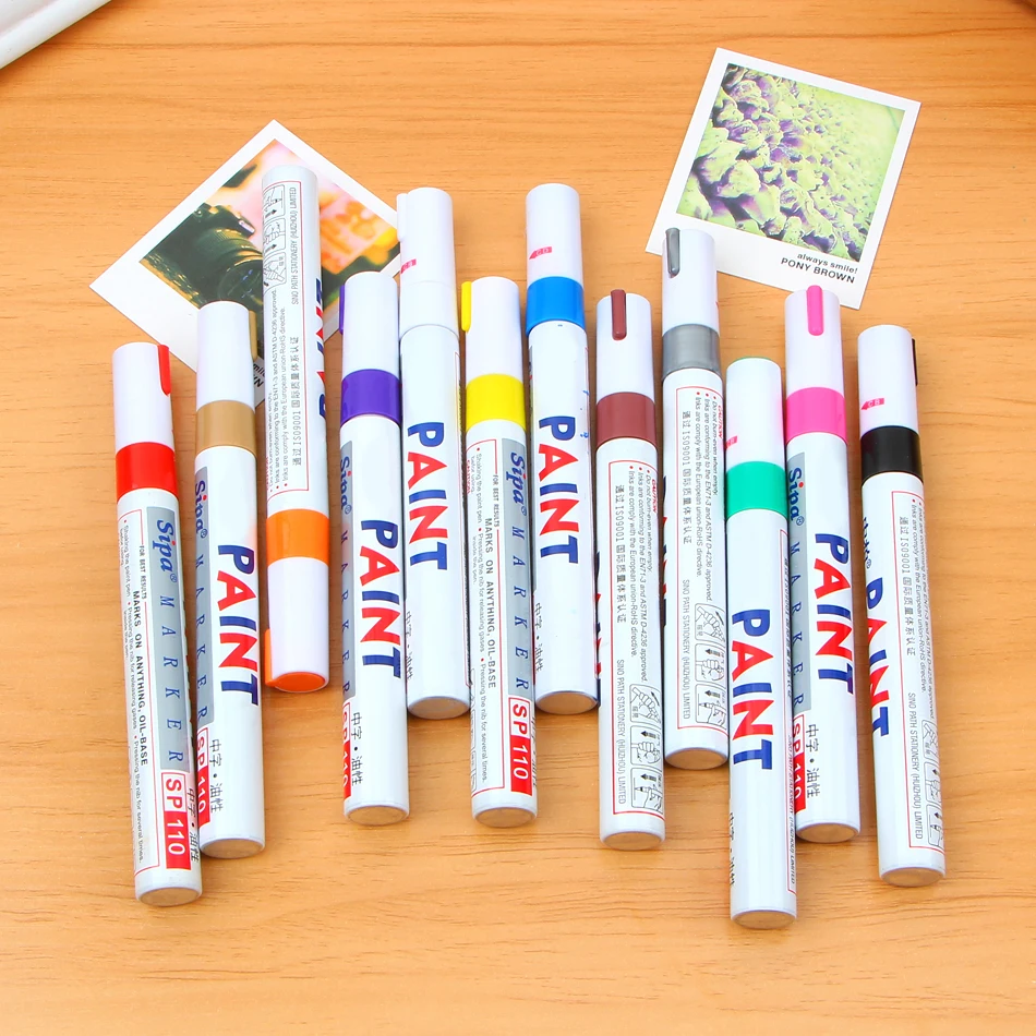 1 Pcs 12 Colors Waterproof Car Tyre Tire Tread Rubber Metal Permanent Paint Marker Pen Stationary Painting Supplies