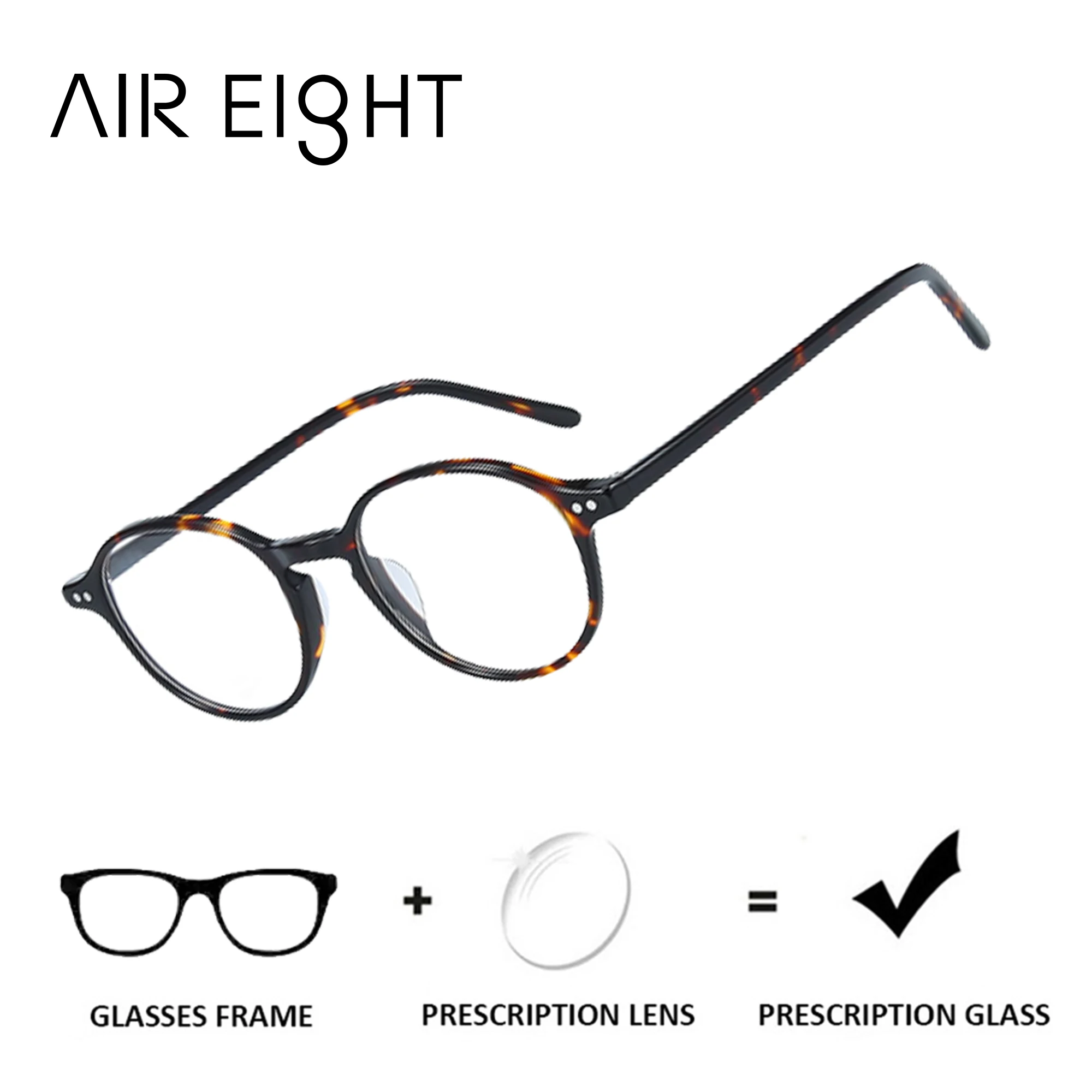 

AIR EIGHT Acetate Round Prescription Glasses For Women Progressive Multifocal Optical Eyewear Anti Blue Light Myopia Lenses