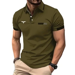 Logo Print Men Summer Short Sleeve 100% Polyester Polo Shirt 3D Digital Print Business Casual Turn-down Collar Polo Shirt