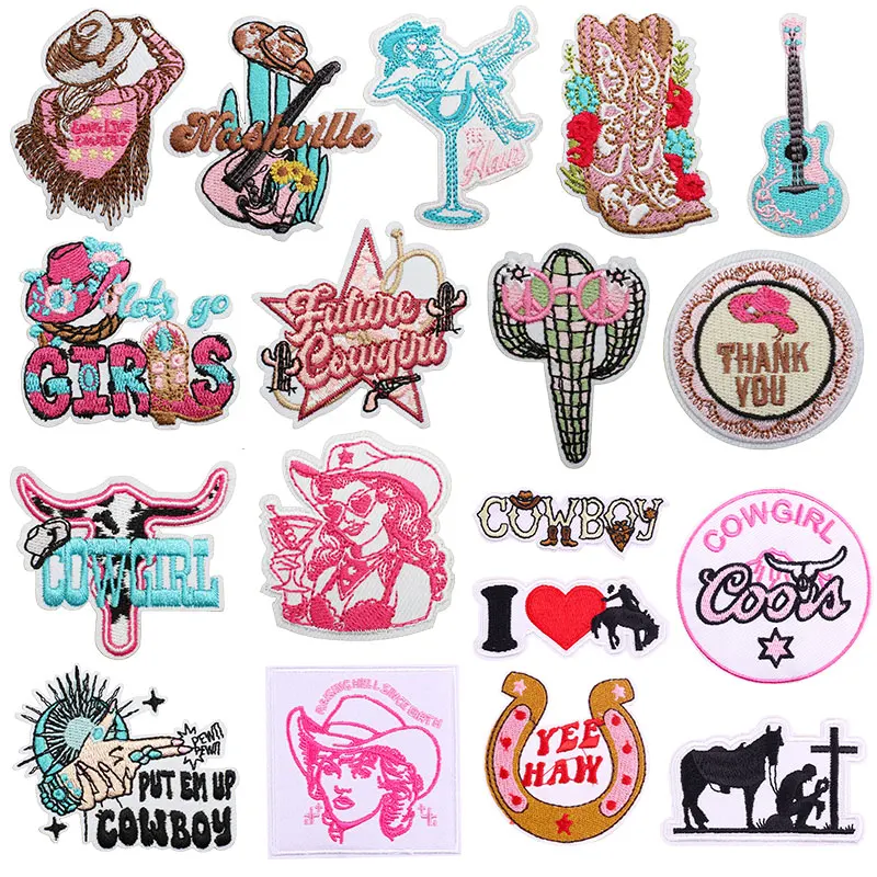 10Pcs/Lot Western Cowboys Embroidery Patch Iron-On Patches For Clothing Cowgirl Embroidered Patches On Clothes Backpack Decor