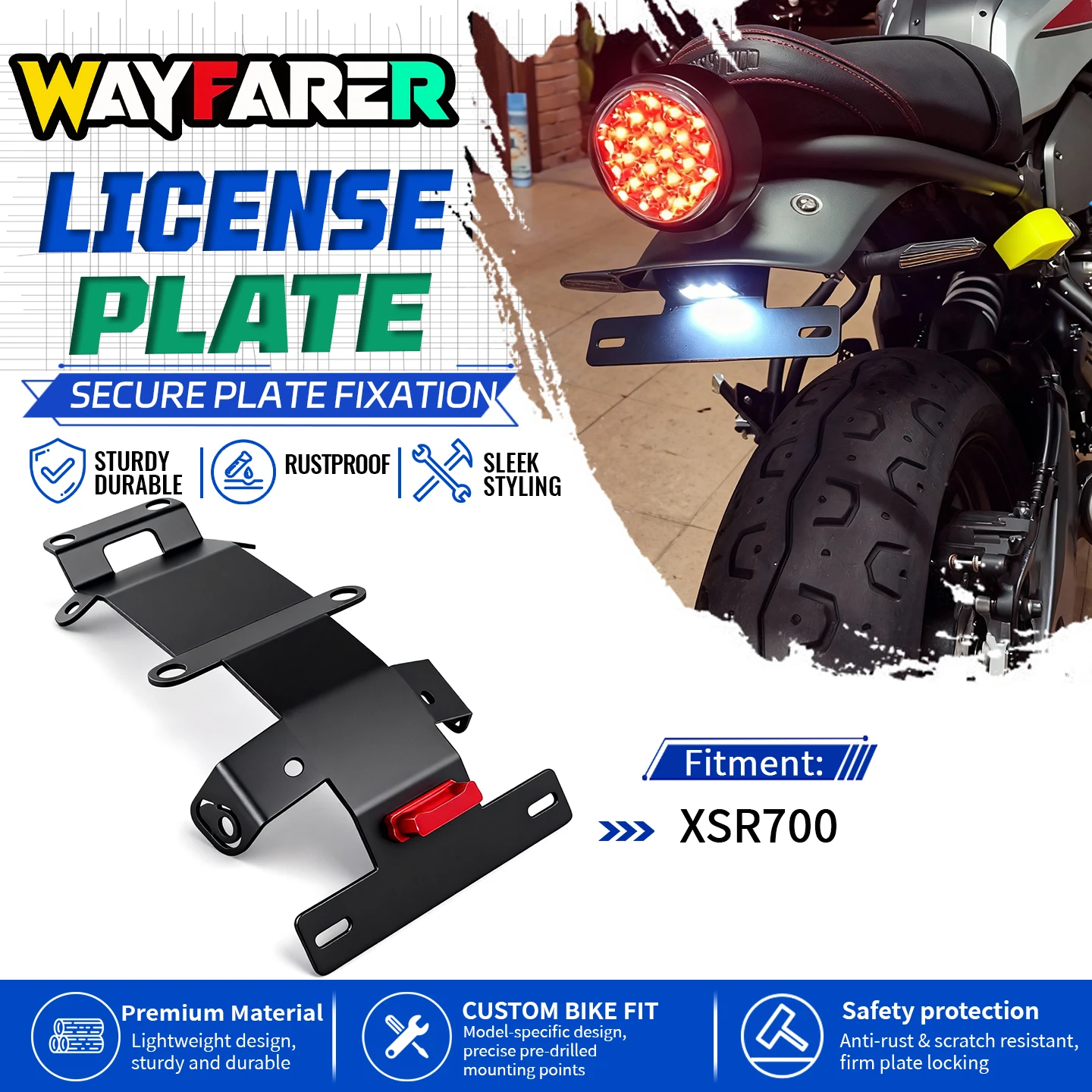 XSR700 License Plate Holder Bracket Fender Eliminator for XSR 700 2015-2026 Motorcycle Accessories Tail Tidy Kit