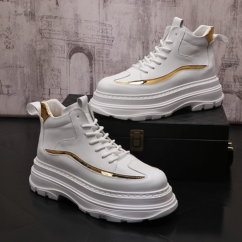 

men's casual original leather boots designer white shoes cowboy platform boot youth street style sneakers ankle botas masculinas