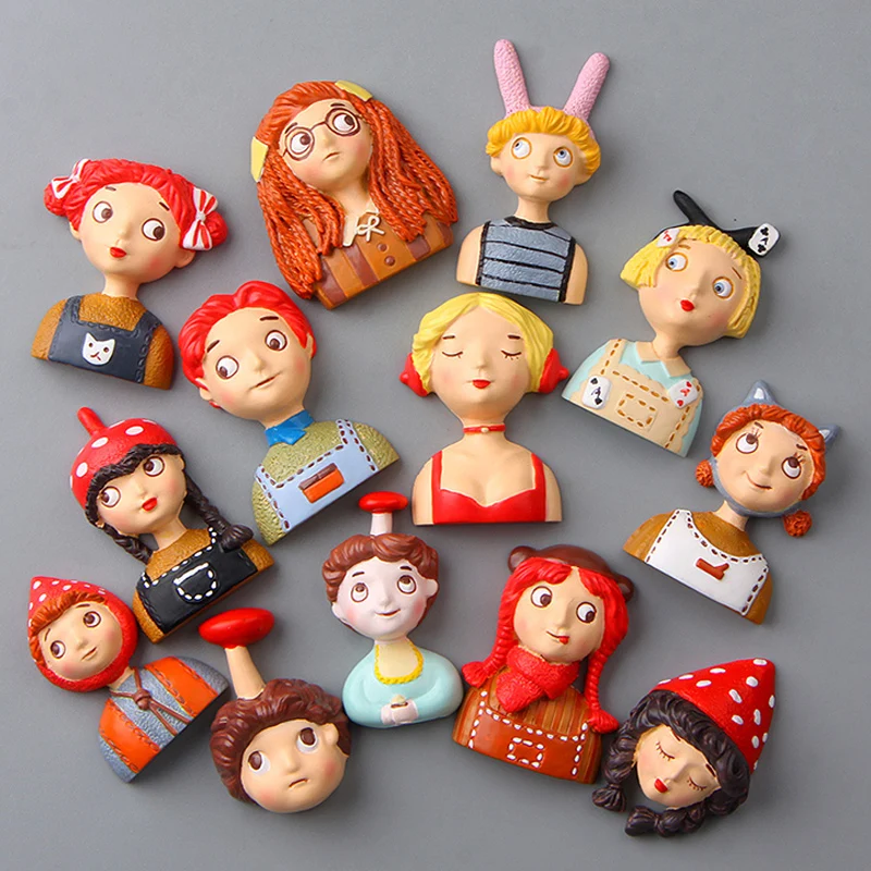 Featured Nordic Style Cute Character Statue Decor Portrait Magnetic Stickers for Refrigerator Magnet Toys for Friends Kids Gifts