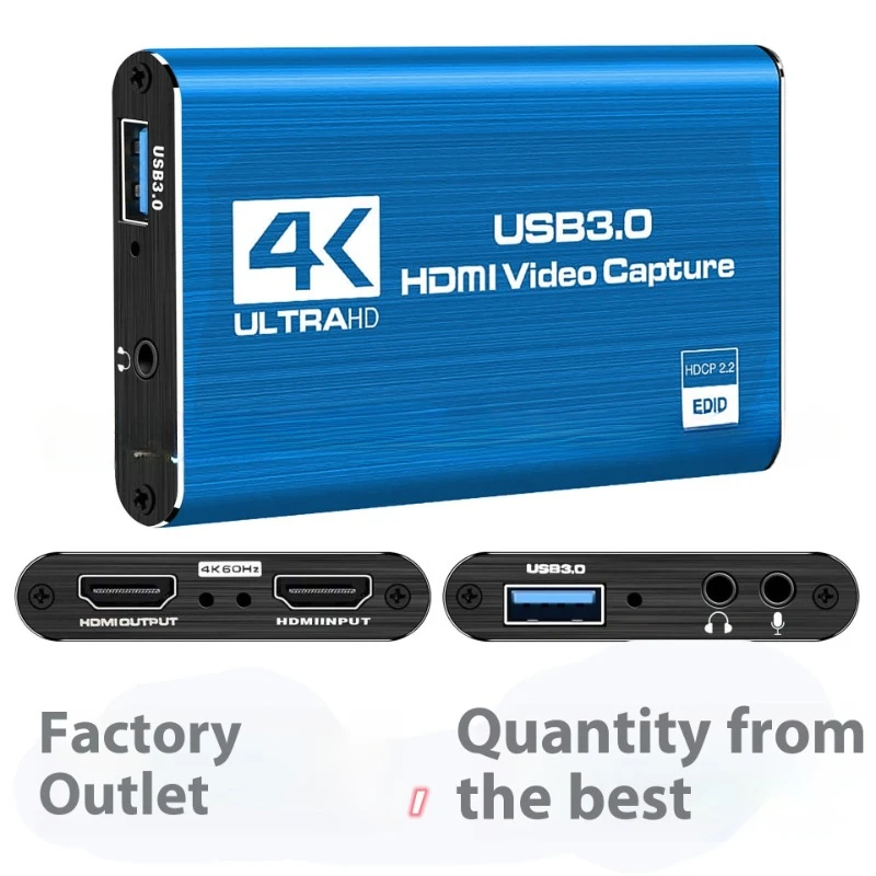 4K Video Capture Card 1080P 60fps HD Camera Recording Box HDMI-compatible to USB 3.0 PC Live Streaming Grabber Recorder