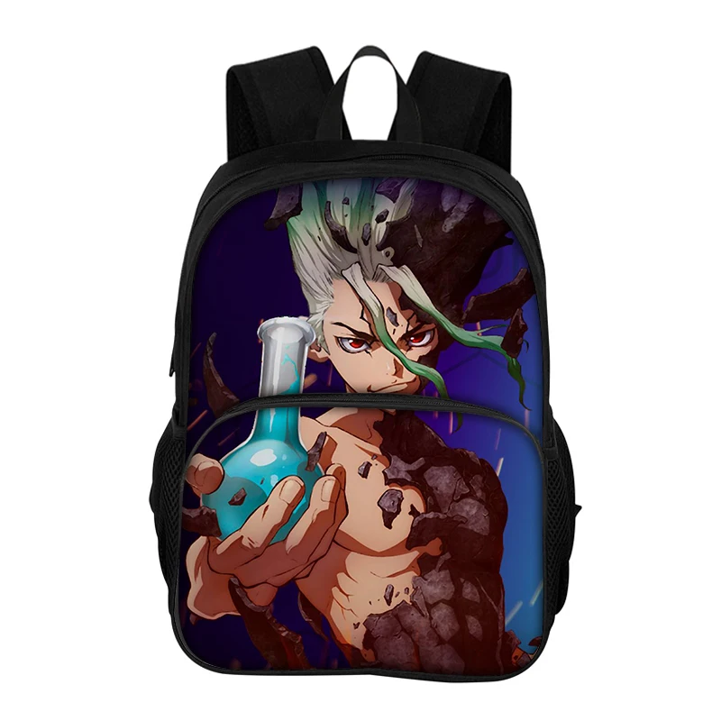 Dr.STONE Cartoon Child Double-layer Backpacks Large Capacity School Bags for Boys Girls Students Lightweight Storage Backpack