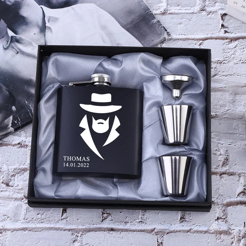 

Personalized Flask 6oz Hip Flask Stainless Steel Engrave Flask Best Man Groom Gift White Box Packing Wedding Customized Logo