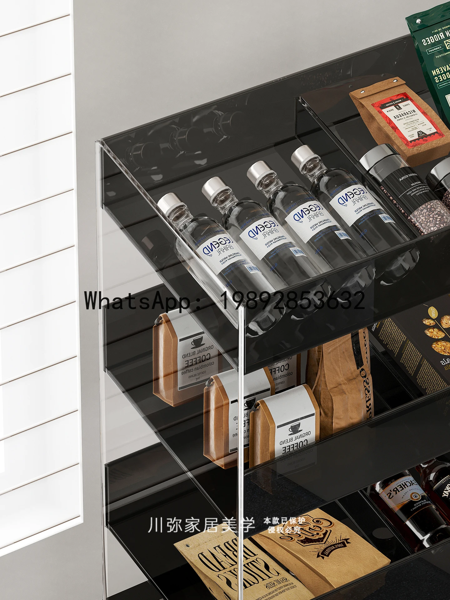 YFY Acrylic Snack Storage Rack Floor-standing Multi-layer Living Room Beverage Storage Rack High Aesthetic