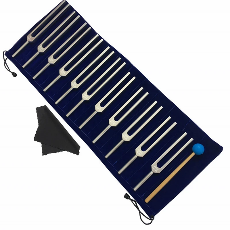 Tuning Fork Set, 11 Tuning Forks For Healing, Sound Therapy, With Silicone Hammer Cleaning Cloth And Bag