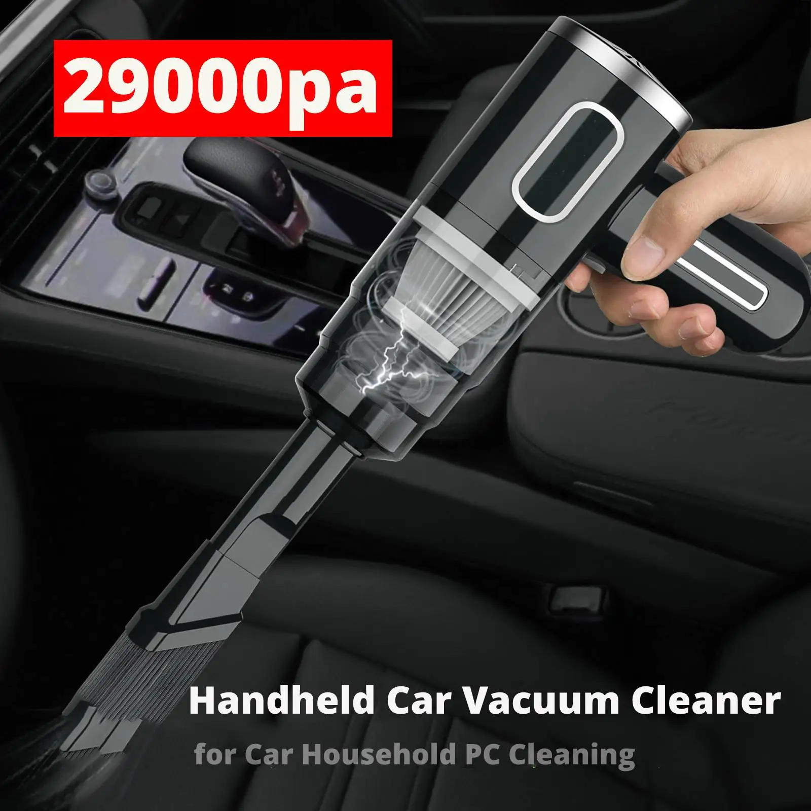 Handheld Wireless Car Vacuum Cleaner 29000Pa Mini Blower for PC Household Cleaning