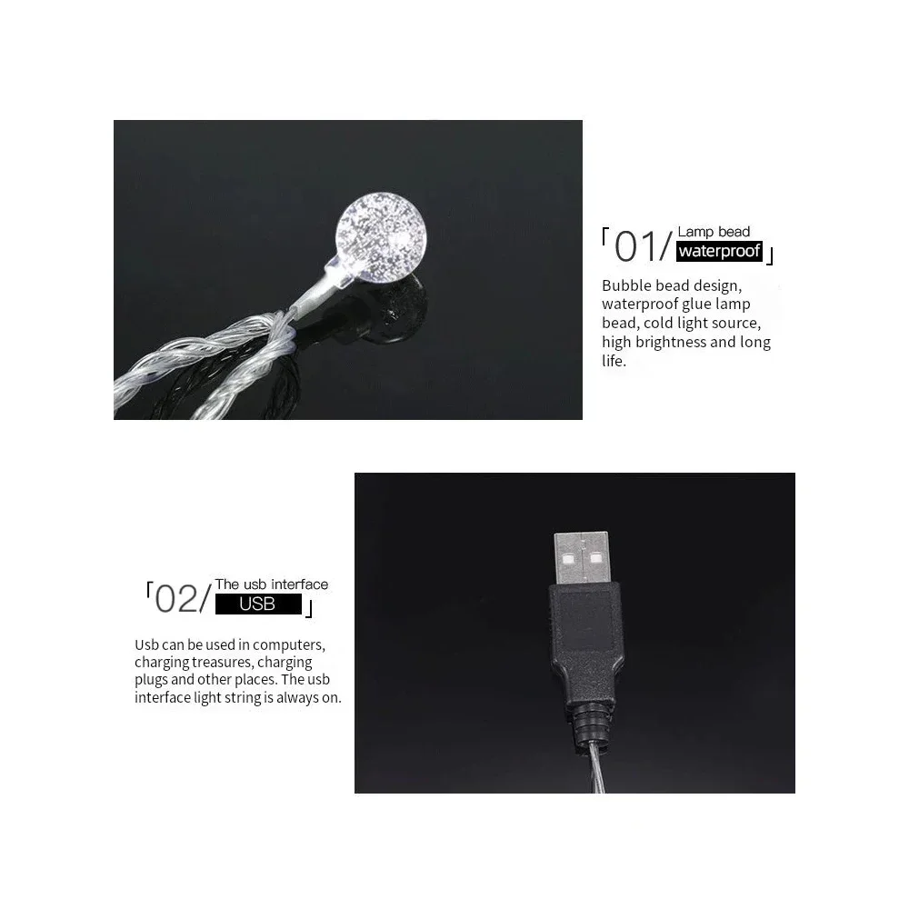 6M USB/Battery Power Ball LED String Lights Garland Lights Waterproof Outdoor Lamp Wedding Garden Fairy Lights Christmas Decor