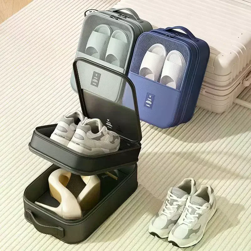 1Pcs Travel Shoe Bag Storage Bag Washed Diagonal Breathable Mesh Multiple Pairs Of Shoes Portable Shoe Box For Business Trips