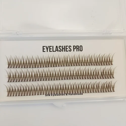 Imagen 2 del producto Extensión de pestañas hecha a mano con cola de pez marrón, pestañas Flase segmentadas, mechones de pestañas dramáticas, pestañas de cinta suave, pestañas de maquillaje