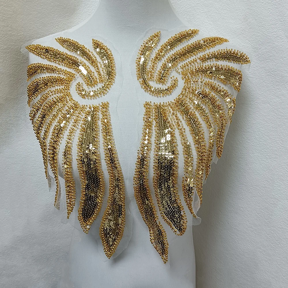 Various colors of pearl embroidery, gorgeous wings, DIY decoration, sewing, women\'s dresses, dresses, clothes, lace accessories