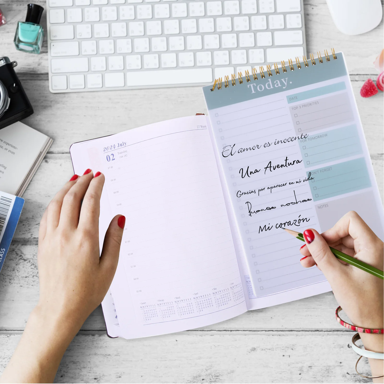 

4 Pcs Note Pad Notepads Undated Daily Planner Double Wire Binding Planner Undated Notepads Weekly Daily Schedule Notebook