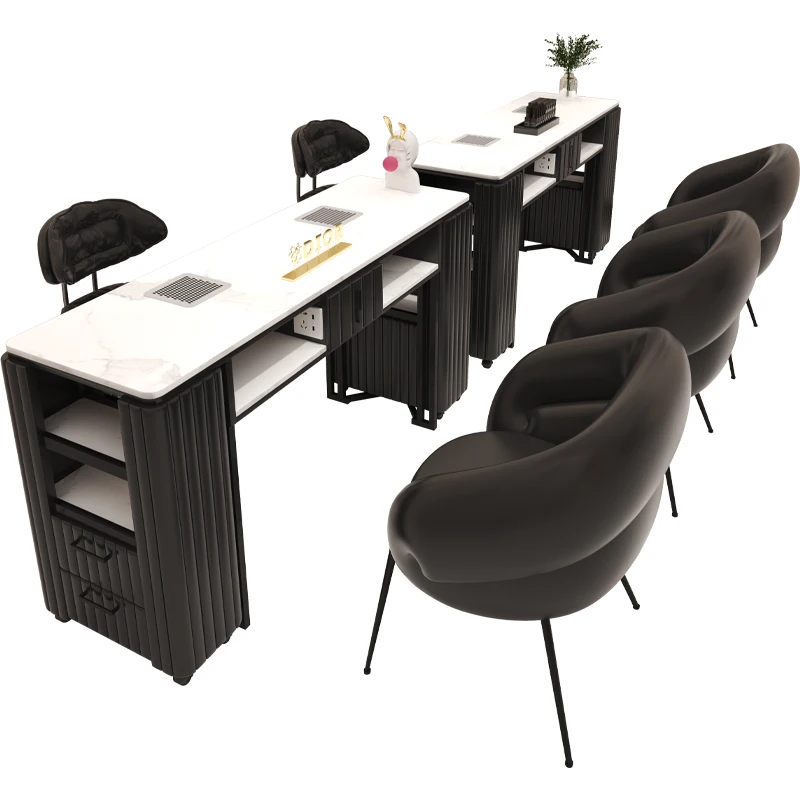 

For Storage Collector Nail Table Stickers Black Designer Art Chair Nail Table Vacuum Station Mesa De Manicure Furniture Salon