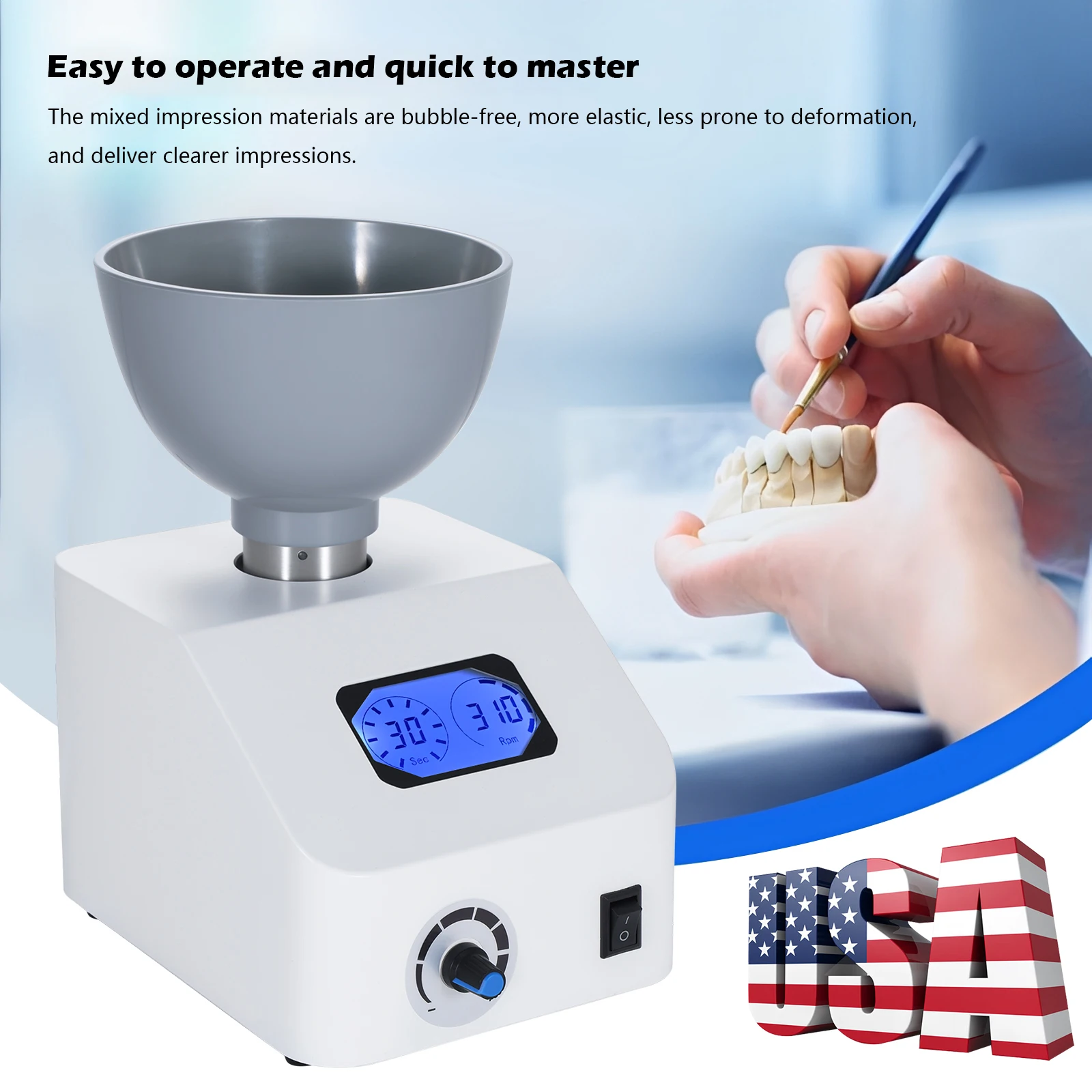 

Dental Laboratory Alginate Mixer Machine - 300RPM Gypsum Blender for Impression/Printing Materials Blend
