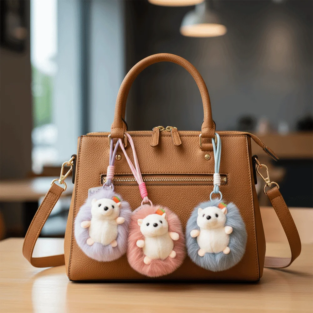 

Decorative Pendant PP Cotton Hedgehog Keychain Stuffed Animal Kawaii Hedgehog Pendant 14cm Lifelike Hedgehog Bag Decoration