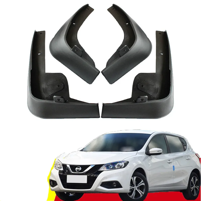 4pcs Tire Mud Guards For Nissan Tiida Versa Latio C11 2007~2011 Hatchback & Sedan Mud Flaps Splash Guards Mudguards Accessories