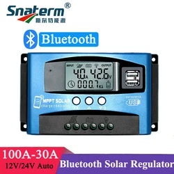 MPPT Solar Charge Controller 30A 40A 50A 60A 100A 12V 24V Auto Dual USB Load Discharger Solar Panel Regulator LCD Display