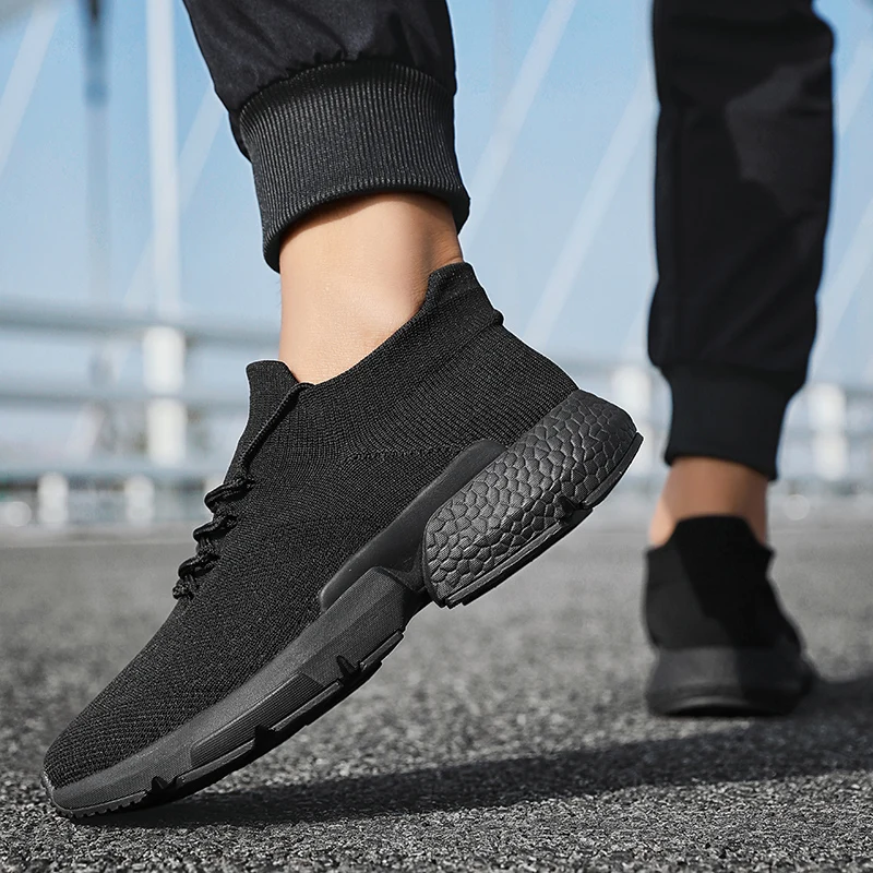 Men Casual Sport Shoes Breathable Lightweight Sneakers Outdoor Mesh Black Running Shoes Athletic Jogging Tenis Walking Shoes 46