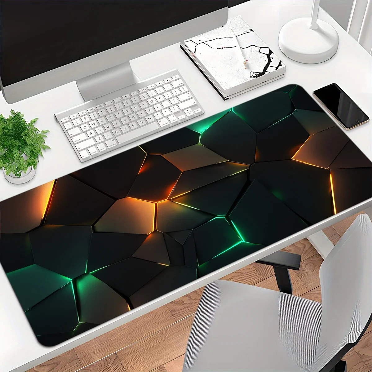 Geometric Fragments Mouse Pad Neon Large Computer Office Game Table Mats XXL Rubber Anti-slip Gaming Keyboard Mat Long Desk Pads