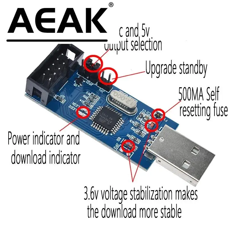 Programmatore USBISP USBASP AVR USB ISP USB ASP ATMEGA8 ATMEGA128 Supporto Win7 64
