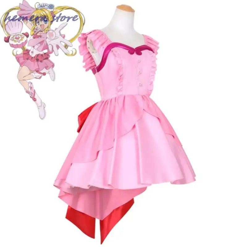 

Anime Nanami Ruchia Luchia Lucia Melody Pichi Pitch Cosplay Costume Yellow Wig Pink Princess Dress Halloween Role Play Suit