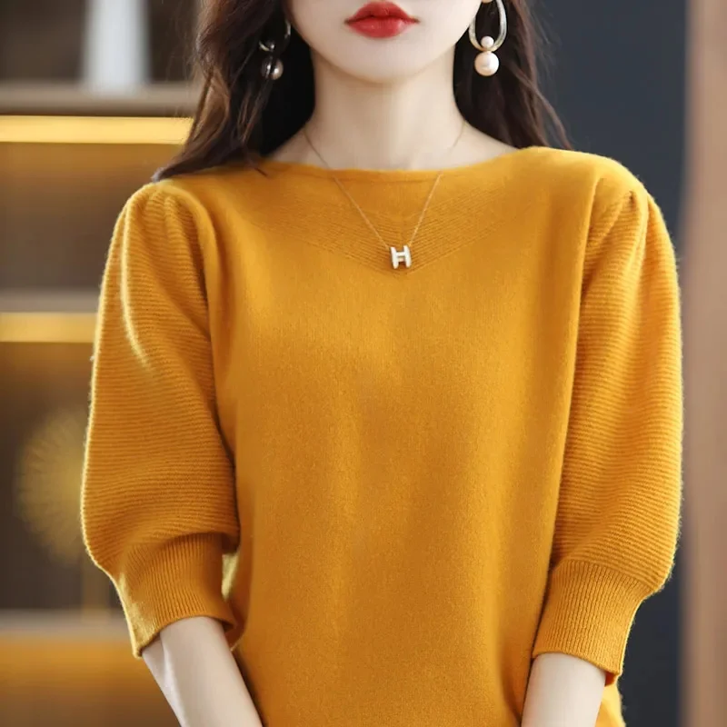 Autumn New 2023 Knitted Sweater Women Pullover Office Lady Jumper Sweater Slim Solid Sweaters Casual Tops Female Pull