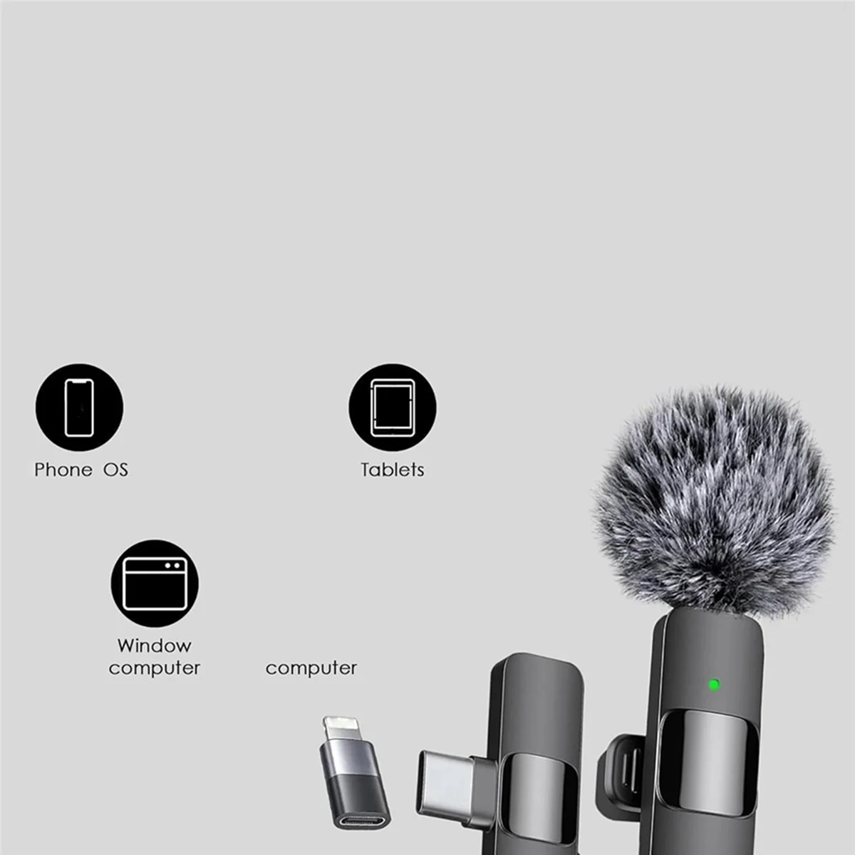 A14M 2X 3 in 1 ワイヤレスラベリアマイク、Android、USB-C マイク、ノイズリダクション付きミニマイク用