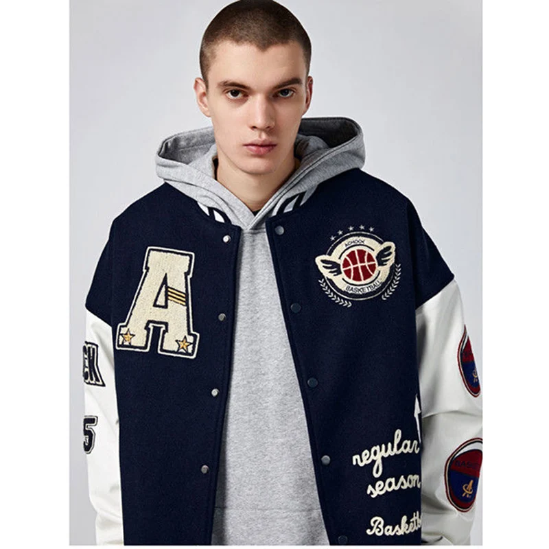 Baseball Varsity Jacket Men Women Harajuku Streetwear Letter Flocking Embroidery Hip Hop Bomber Coat Oversized College Jackets