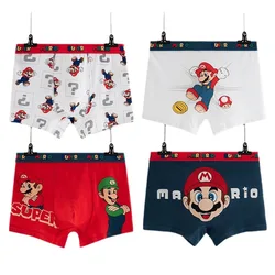 4pcs Super Mario Bros Boys Underwear Anime Cotton Soft Children Boxer Briefs Cartoon Cute Breathable Panties Underpants Gift