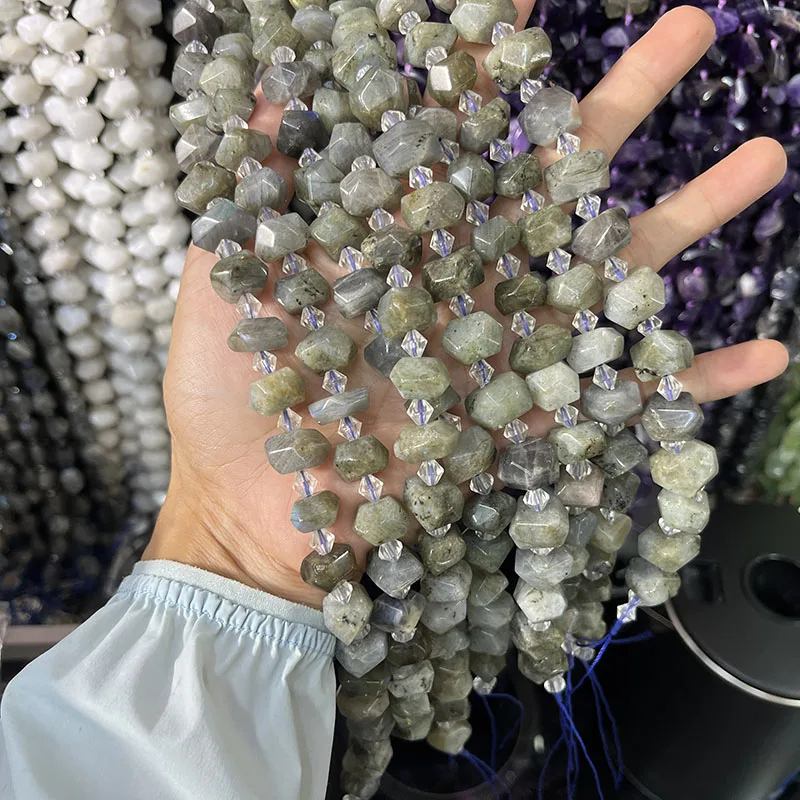 

Natural labradorite Conformal Irregular 15" Spacer Beads Stone for Jewelry Making Diy Accessories Necklace Bracelet