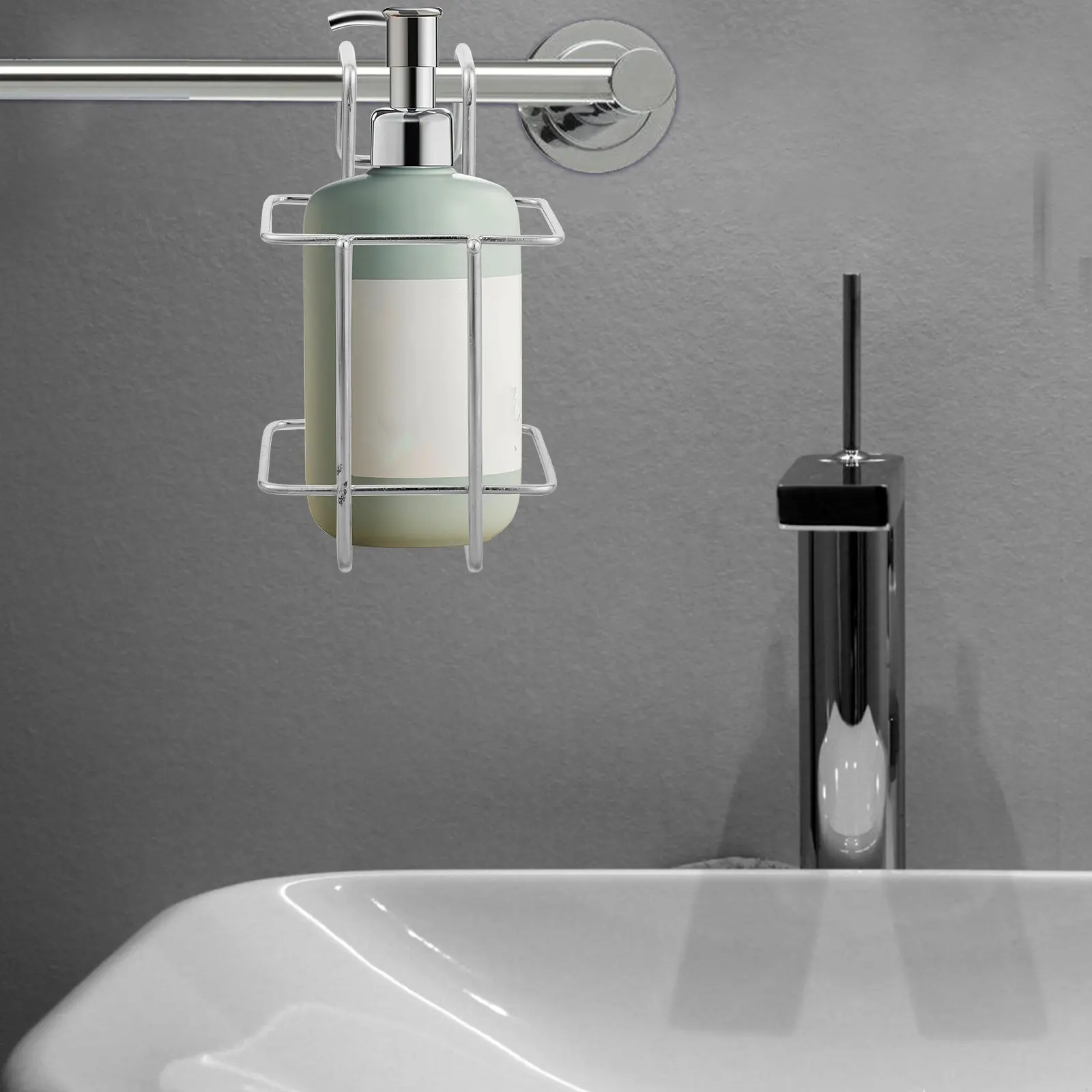 Stainless Steel Soap Dispenser Basket – Rustproof Wall-Mount or Freestanding Holder for Lotion and Spray Bottles