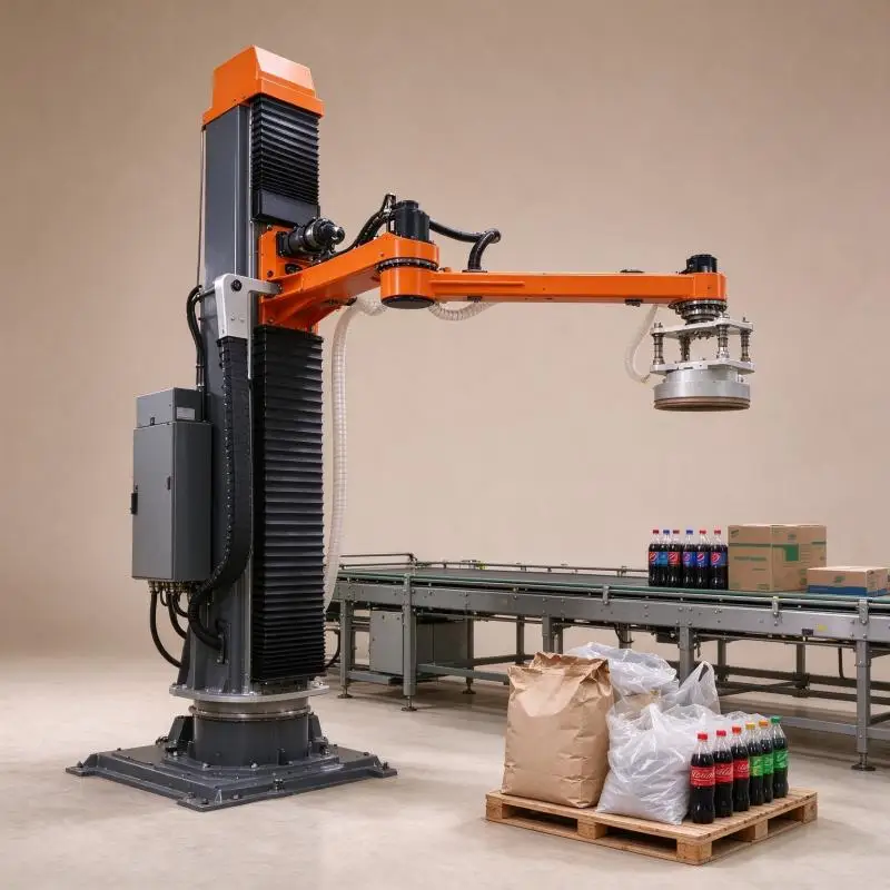 15kg 25kg 40kg Single Column Palletizing Packaging Line Box Machine Palletizer Rice Cement Wood Pellets Bag Palletizer Robot
