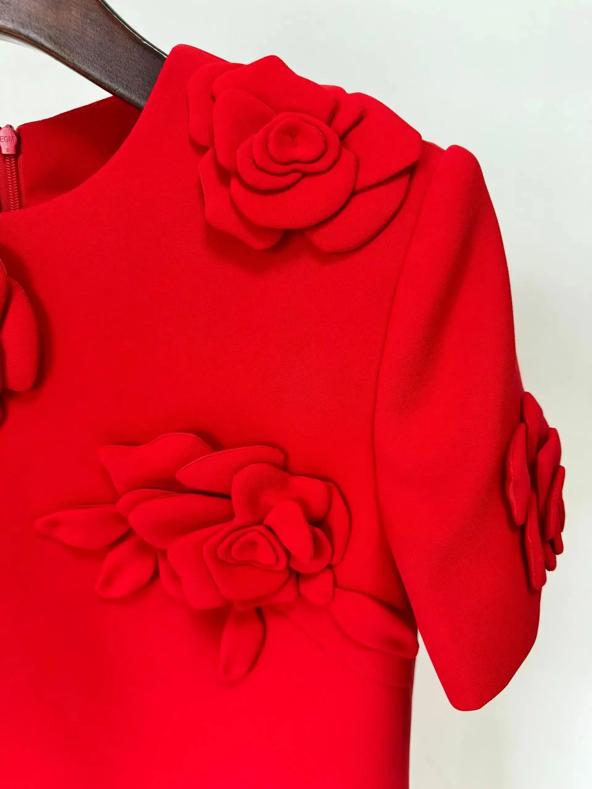 HIGH QUALITY Newest Fashion 2025 Designer O-Neck Short Sleeve Flowers Appliques Mini Dress For Women