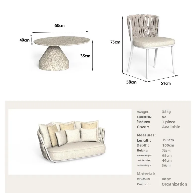 Outdoor Garten Innenhof Regen- und Sonnenschutz Sofa Villa Rattan Sofa Möbel Kombination Freizeit Hotel Rattan Sofa