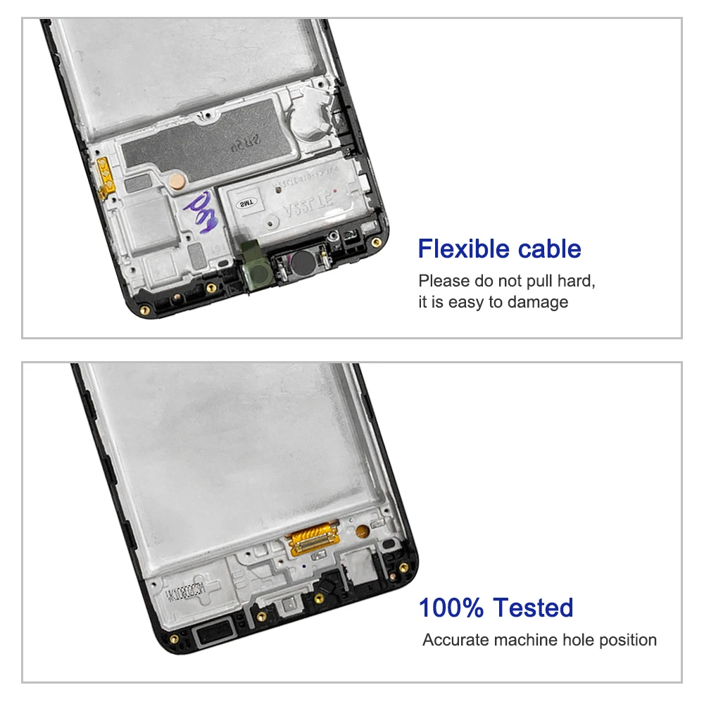 For AMOLED For Samsung A22 4G A225F A225F/DS A225 LCD Touch Screen Digitizer Repair Parts For Samsung A22 4G Display With Frame