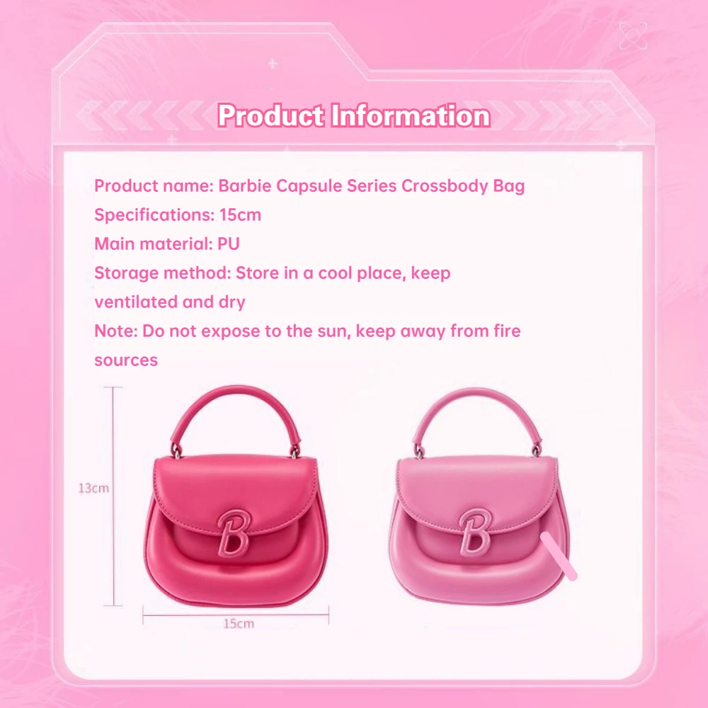 Original MINISO Barbie Capsule Series Portable Messenger Bag Cosmetic Bag Small Bag Outing Cute Girl Holiday Birthday Gift