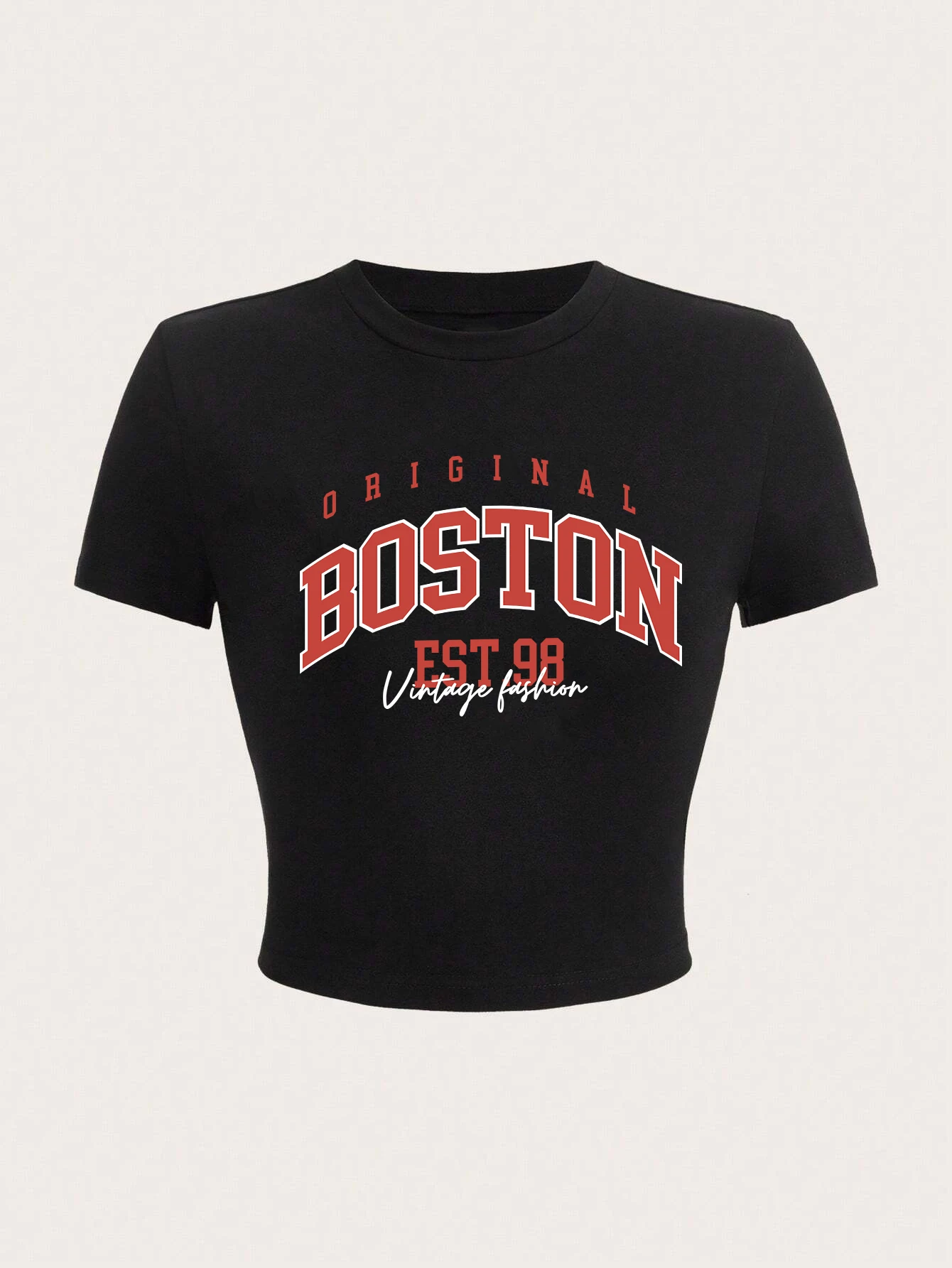 Camiseta con estampado Original Boston 98 para mujer, Camiseta corta ajustada, camiseta transpirable de verano, Top cómodo de moda, ropa informal fresca